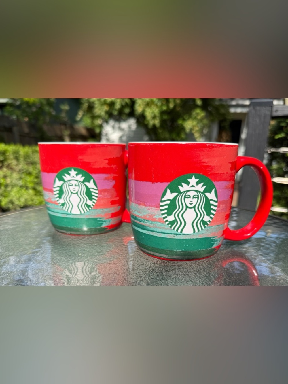 Starbucks Red and Green Holiday Stripe Mug